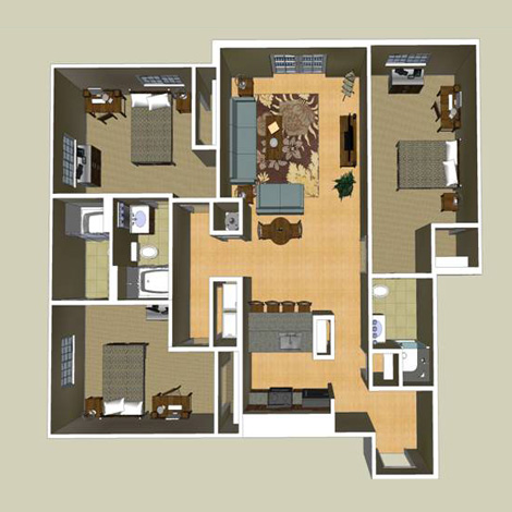 3 Bed Floor Plan